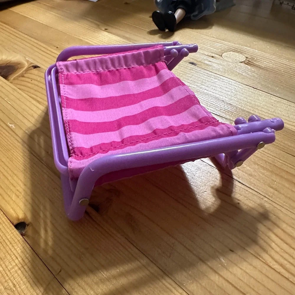 Pink Purple Striped Doll Beach Chair Folding Miniature Furniture for 18in Dolls